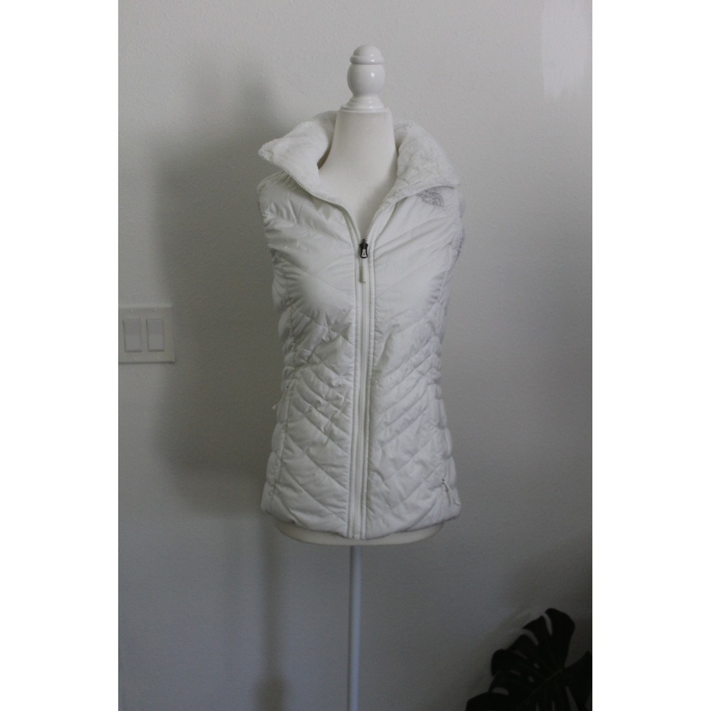 The North Face Women's Quilted Puffer Vest White Faux Fur Lined XS Winter Fleece
